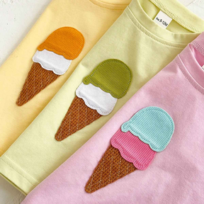 Conjunto Lazer Bebê Bordado Sorvete Camisa + Shorts 2 Peças - Ruthammy