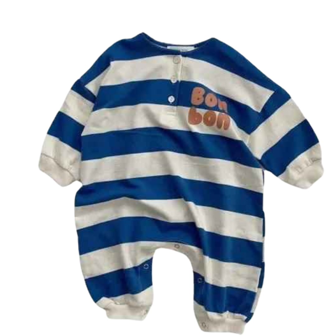 Kit Macacão Listrado Recém-Nascidos Algodão 2 Peças - Willian