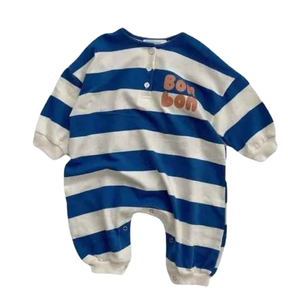 Kit Macacão Listrado Recém-Nascidos Algodão 2 Peças - Willian