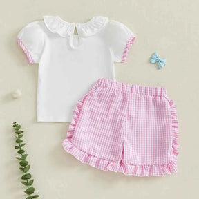 Conjunto Camisa Manga Curta + Shorts Xadrez Plissado 2 Peças - Rosina