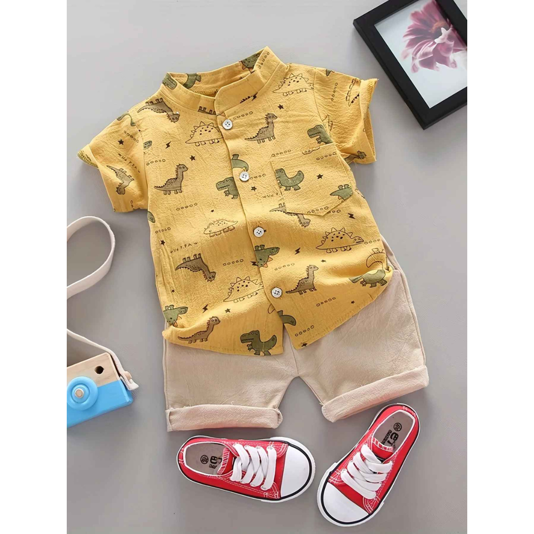 Conjunto de Shorts Manga Curta Com Estampa Para Bebês - Greide