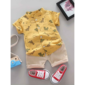 Conjunto de Shorts Manga Curta Com Estampa Para Bebês - Greide