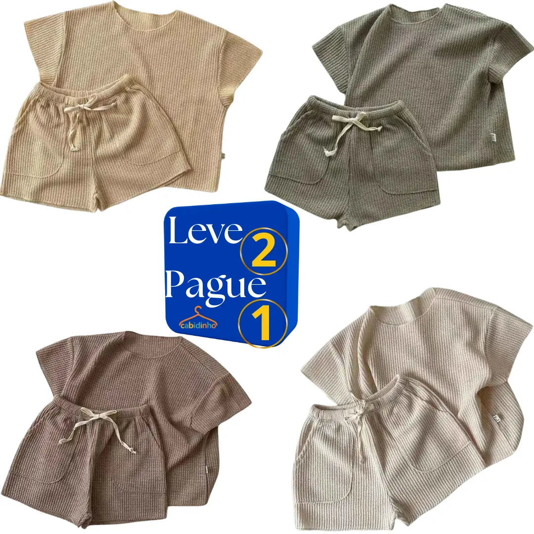 Conjunto Verão Camiseta Manga Curta e Shorts Leve 2 Pague 1 - Shellby