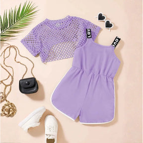 Conjunto Camiseta Malha + Top Halter com Shorts 2 Peças - Mariê