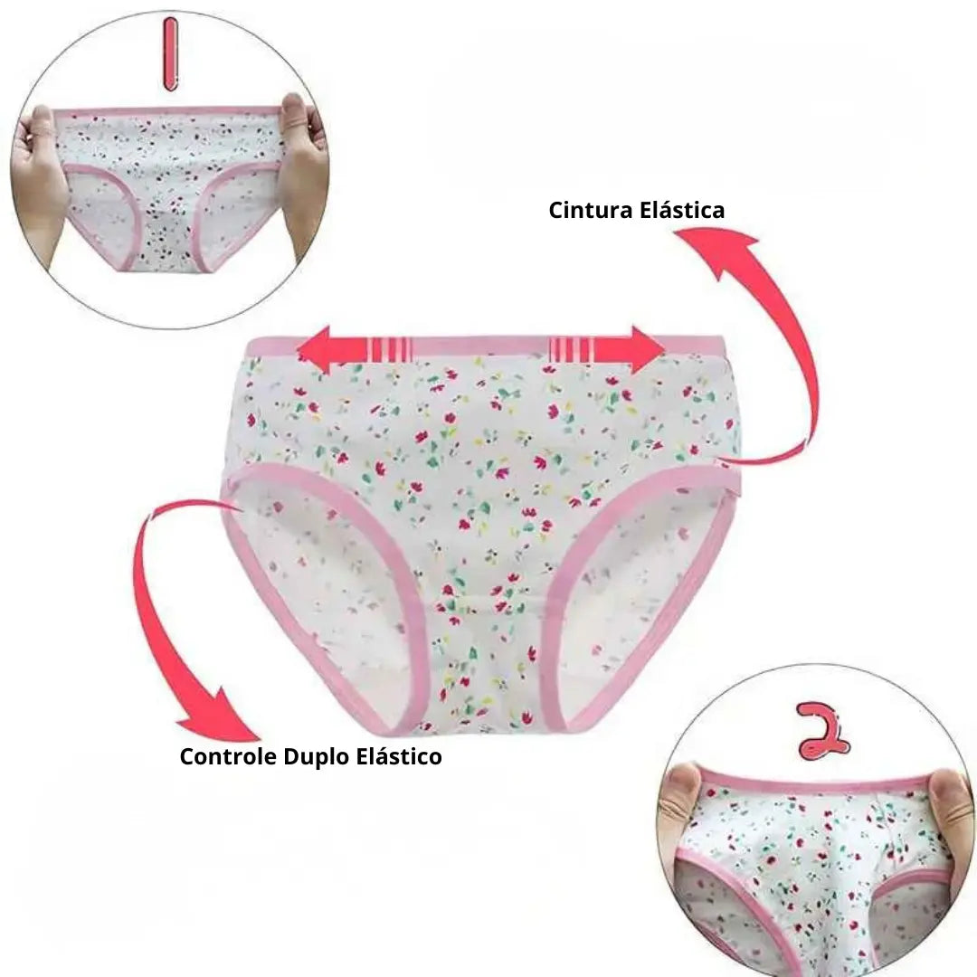 Kit Calcinhas de Algodão Macias e Leve - Cida - LEVE 12 COMPRE 6