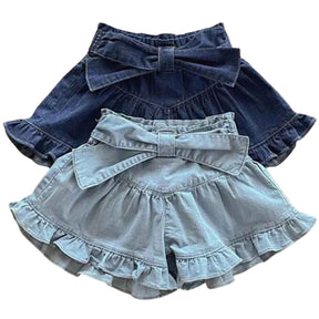 Shorts Jeans com Cinto Estilo Princesa Vintage de Verão - Valentina