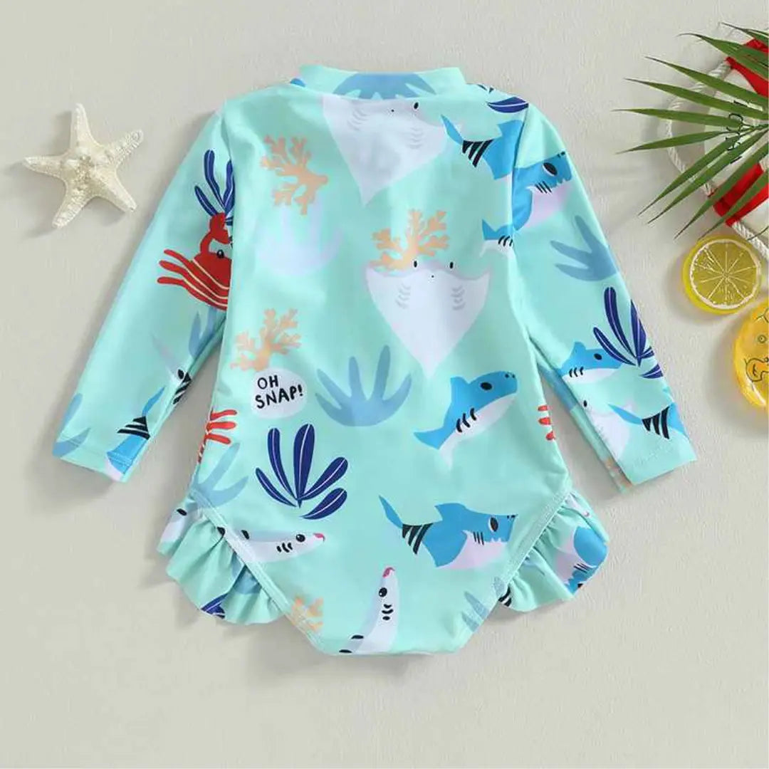 Biquíni Infantil Manga Comprida Gola Alta Estampado - Melissa