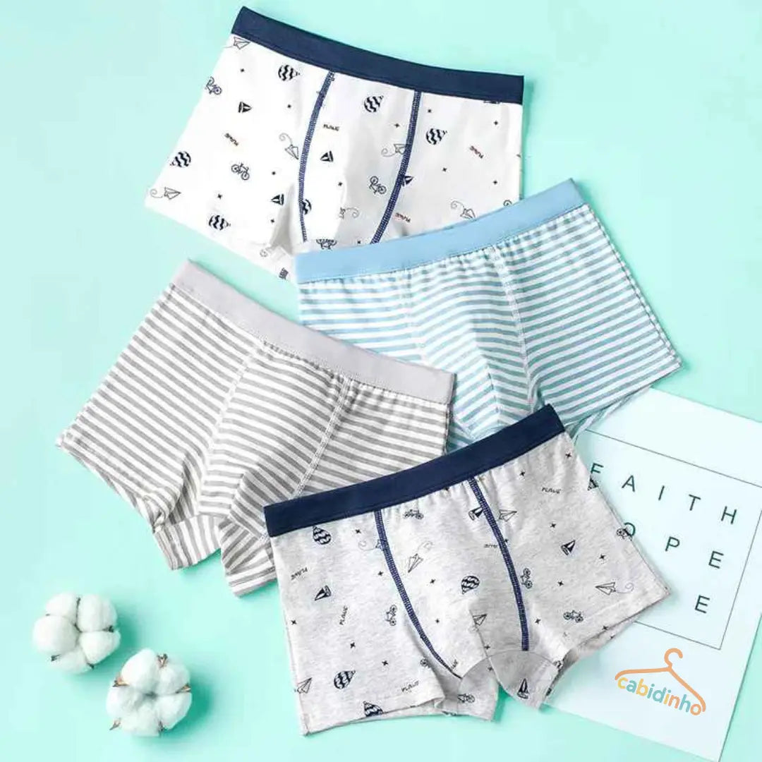 Kit Cuecas Boxer de Algodão Antimicrobianas Sem Costura e Confortáveis 4 Peças - Enzo
