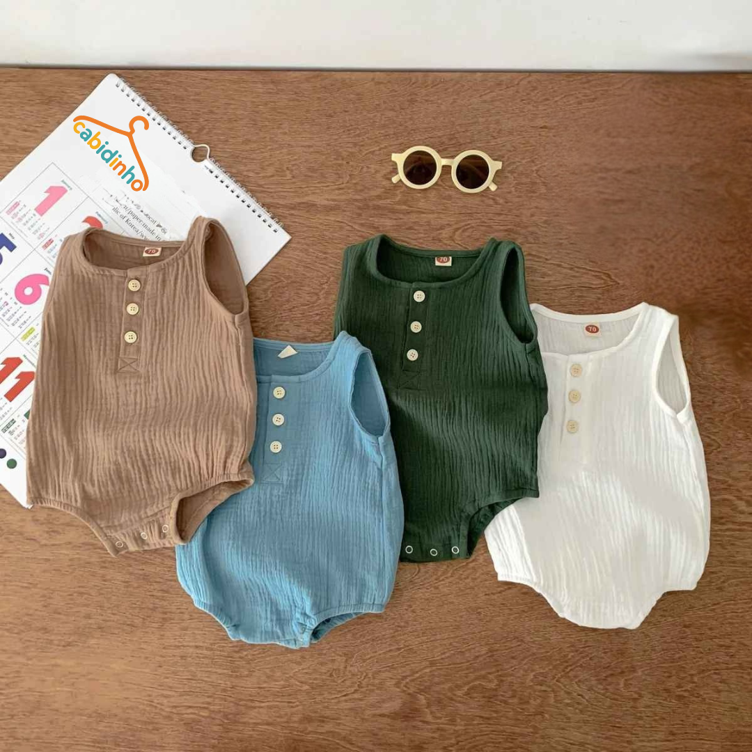 Kit Macacão de Musselina sem Mangas 4 Peças - Maurielle