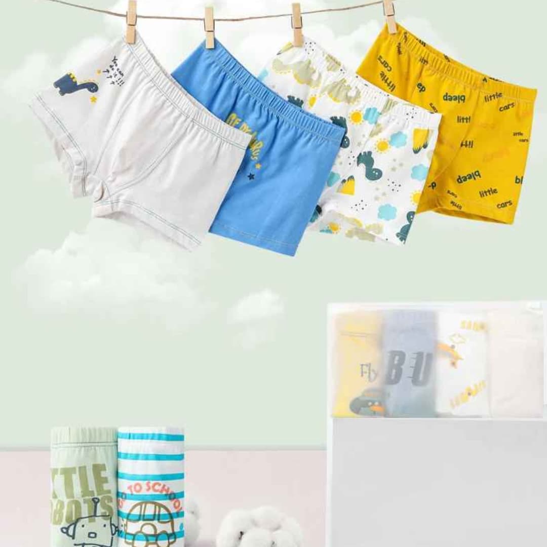 Kit Cuecas Infantil dos Desenhos Animados Bonita Confortável 4 Peças - Caio