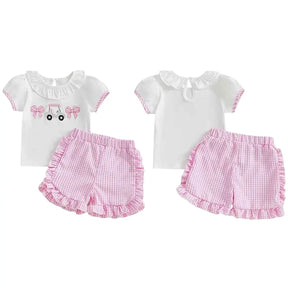 Conjunto Camisa Manga Curta + Shorts Xadrez Plissado 2 Peças - Rosina