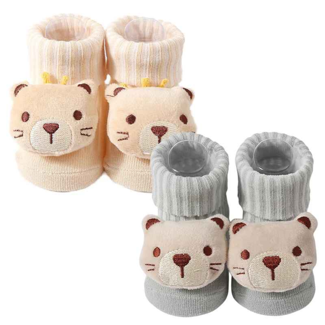 Kit Meias de Algodão dos Desenhos Animados Urso Macio 2 Pares - Larinha