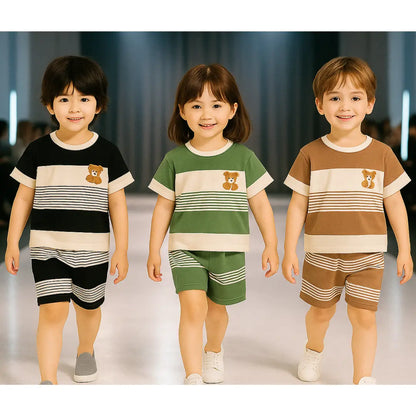 Kit Camiseta + Shorts Listrado 6 Peças - Julyo