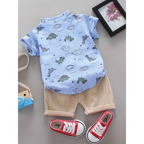 Conjunto de Shorts Manga Curta Com Estampa Para Bebês - Greide