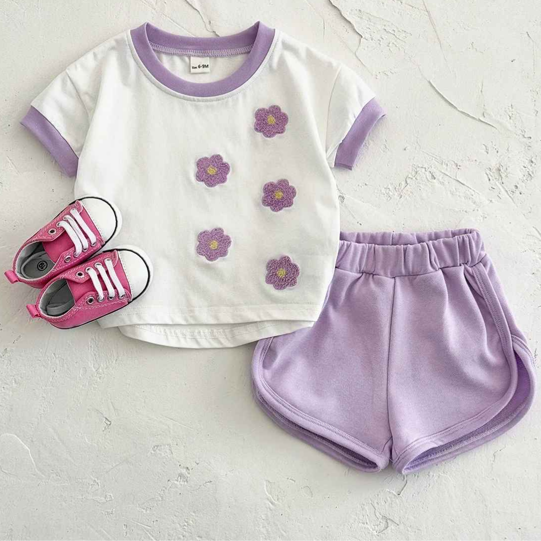 Conjunto de Roupas Bordado em Flor Toalha 2 Peças - Patry