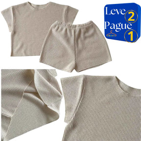 Conjunto Verão Camiseta Manga Curta e Shorts Leve 2 Pague 1 - Shellby