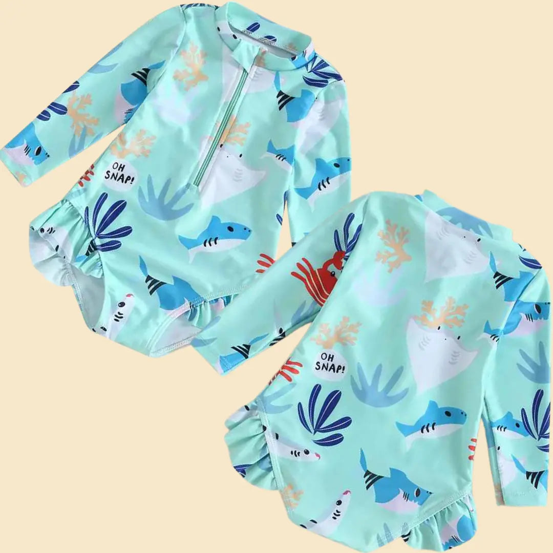 Biquíni Infantil Manga Comprida Gola Alta Estampado - Melissa