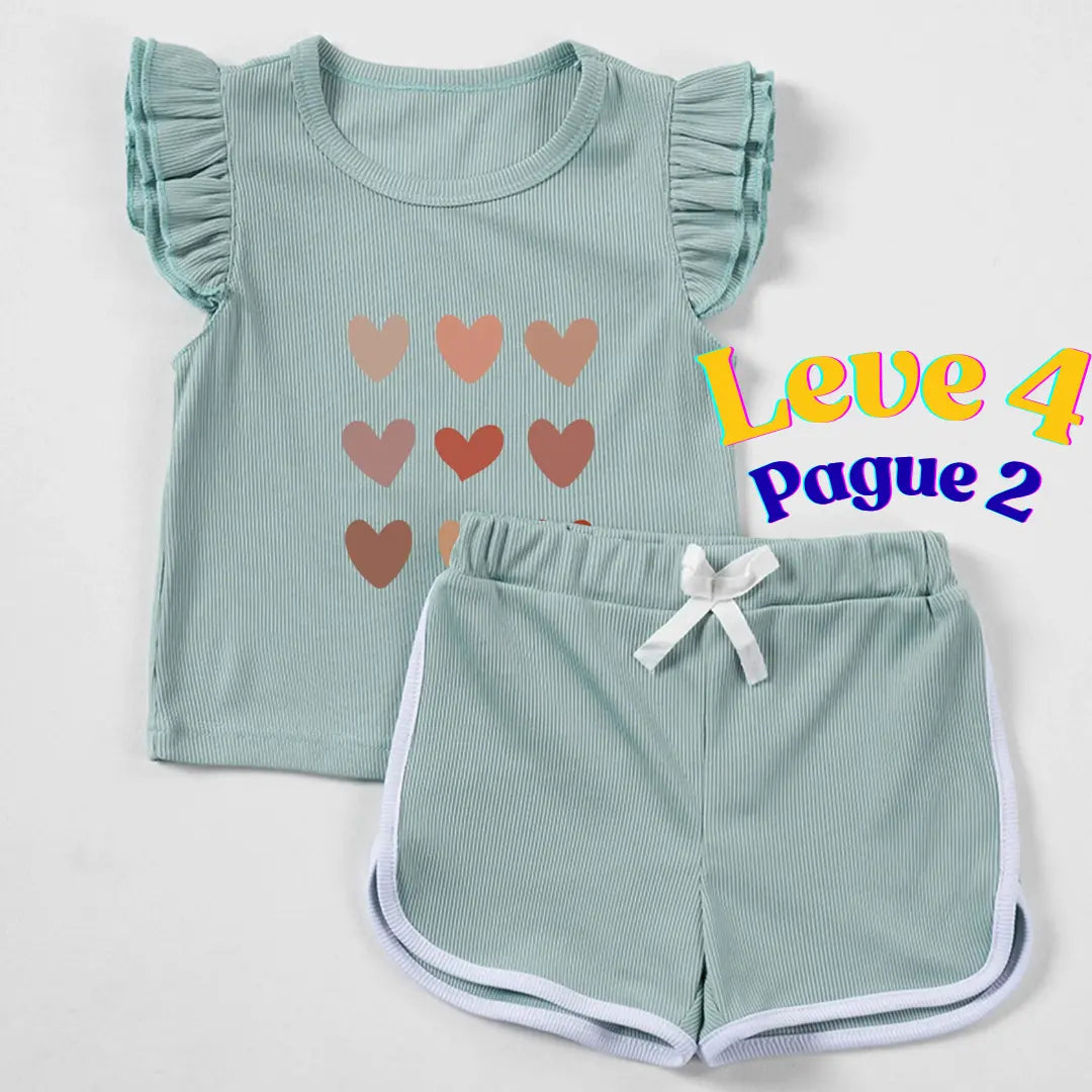 Kit Blusa + Shorts Bebê Menina Manga Curta Leve 3 Pague 2 - Mazzoly