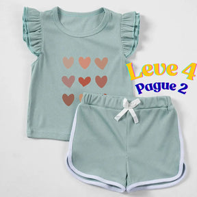 Kit Blusa + Shorts Bebê Menina Manga Curta Leve 3 Pague 2 - Mazzoly