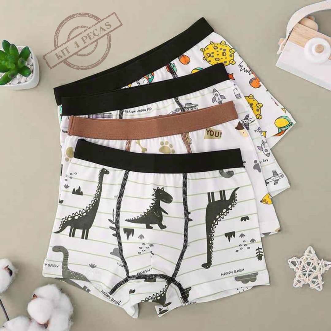 Kit 4 Cuecas Boxer de Algodão Macio e Confortáveis -  Noah