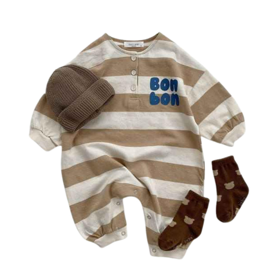 Kit Macacão Listrado Recém-Nascidos Algodão 2 Peças - Willian