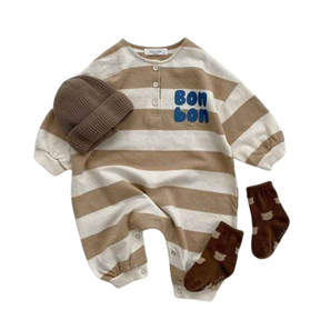 Kit Macacão Listrado Recém-Nascidos Algodão 2 Peças - Willian