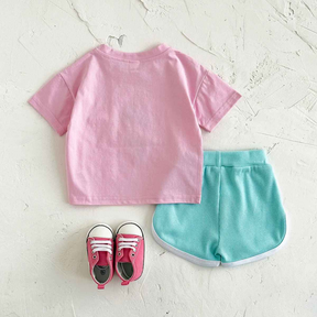 Conjunto Lazer Bebê Bordado Sorvete Camisa + Shorts 2 Peças - Ruthammy