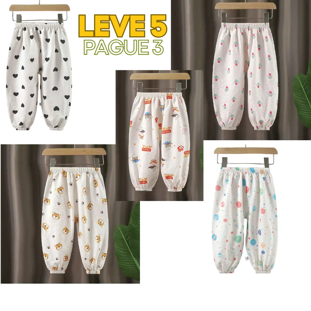 Kit Calças Infantil Soltas Respirável Leve 5  Pague 3 - Balbun