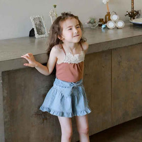 Shorts Jeans com Cinto Estilo Princesa Vintage de Verão - Valentina