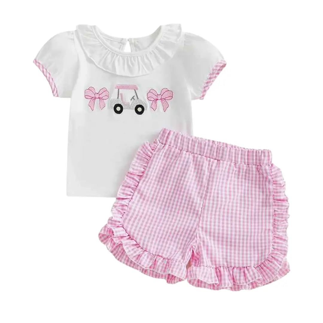 Conjunto Camisa Manga Curta + Shorts Xadrez Plissado 2 Peças - Rosina