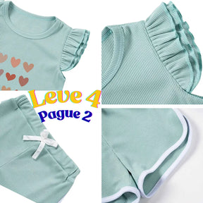Kit Blusa + Shorts Bebê Menina Manga Curta Leve 3 Pague 2 - Mazzoly