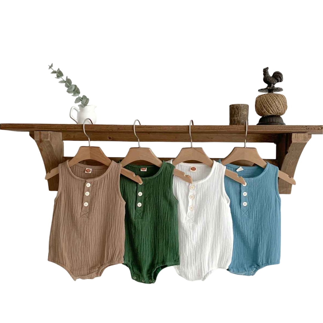 Kit Macacão de Musselina sem Mangas 4 Peças - Maurielle