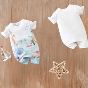 Macacão de Bebê de Manga Curta  Animal Marinho Confortável e Macio - Babysurf