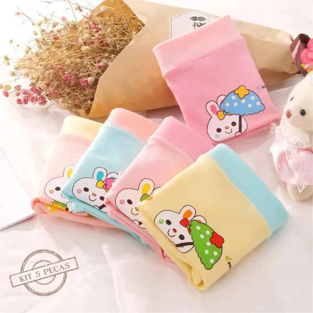 Kit Calcinhas de Algodão Com Estampas Divertidas 5 Peças - Maya