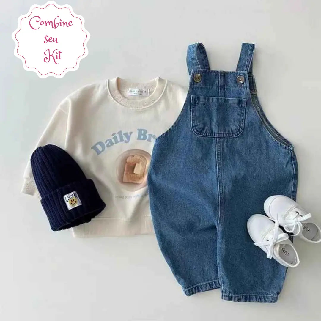 Conjunto Macacão Infantis Jeans sem Mangas Leve 2 Pague 1 - Chefa