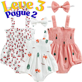 Conjunto Macacão sem Mangas com Estampa Recém-Nascido - Leve 3 Pague 2 - Cocco