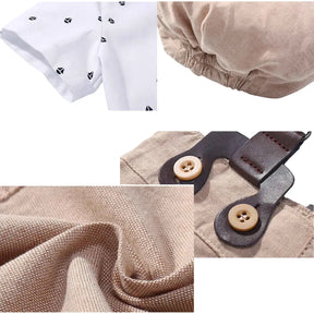 Conjunto de Roupas Social Bebê Camisa + Bermuda + Suspensorio e Chapéu - Henrikin