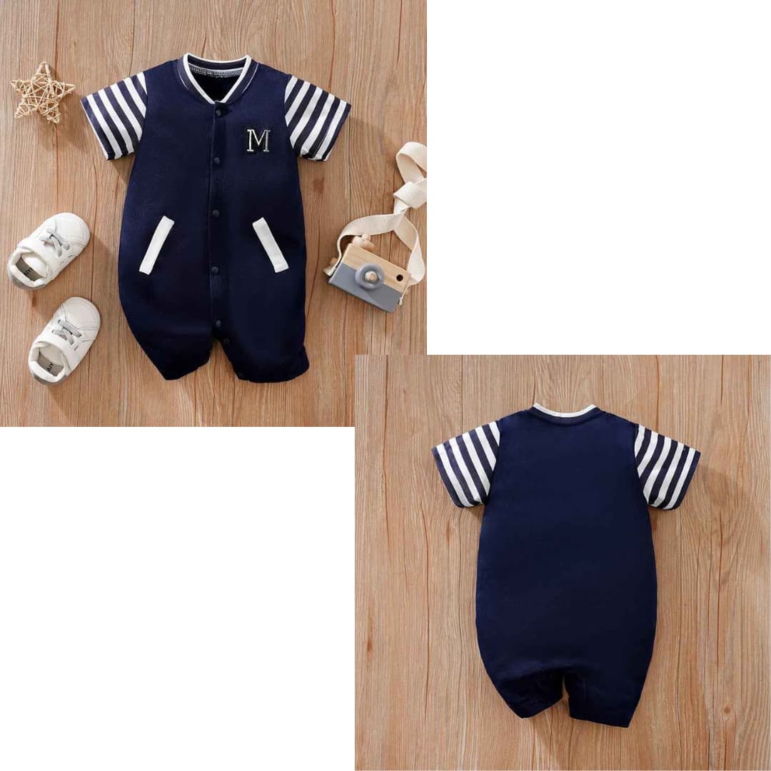 Macacão  Manga Curta Bordado Casual Confortáveis e Macios - Jabelê