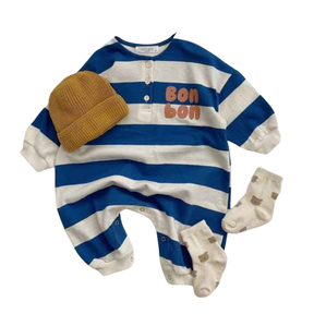 Kit Macacão Listrado Recém-Nascidos Algodão 2 Peças - Willian