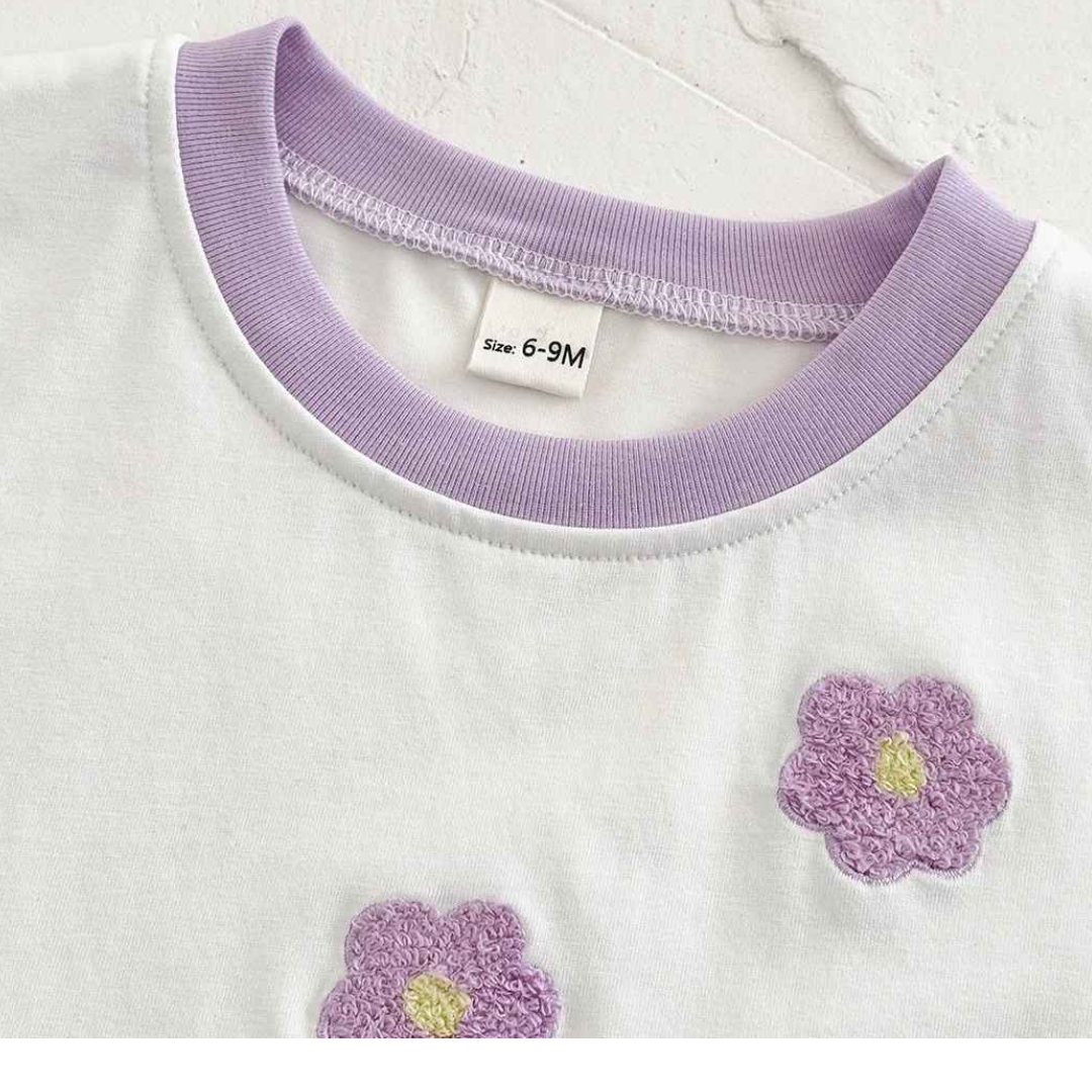 Conjunto de Roupas Bordado em Flor 2 Peças - Patry