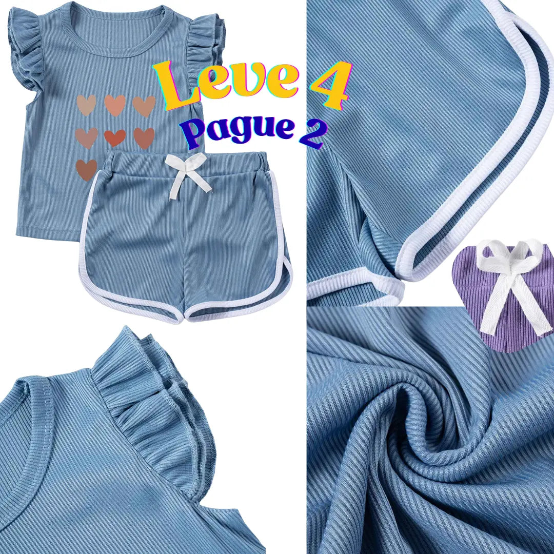 Kit Blusa + Shorts Bebê Menina Manga Curta Leve 3 Pague 2 - Mazzoly