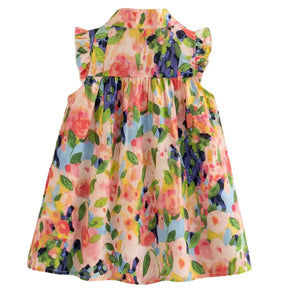 Vestido Floral de Verão Sem Mangas com Babados - Flor