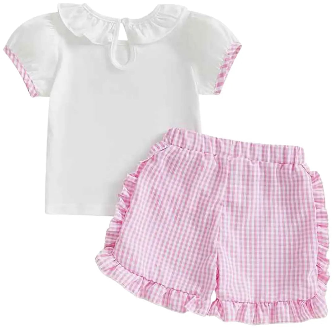 Conjunto Camisa Manga Curta + Shorts Xadrez Plissado 2 Peças - Rosina