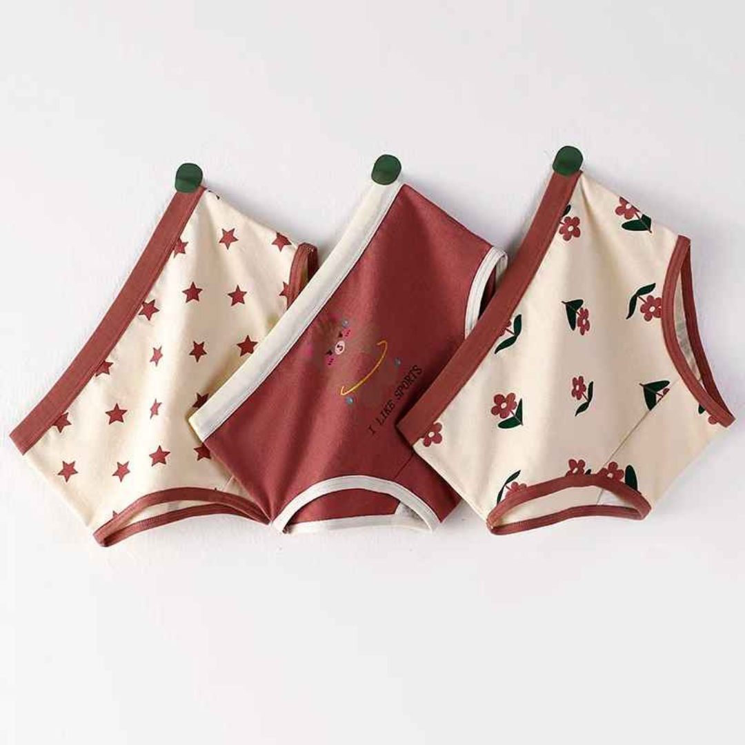 Kit Calcinha Crianças Floral 3 Peças  - Cabintima