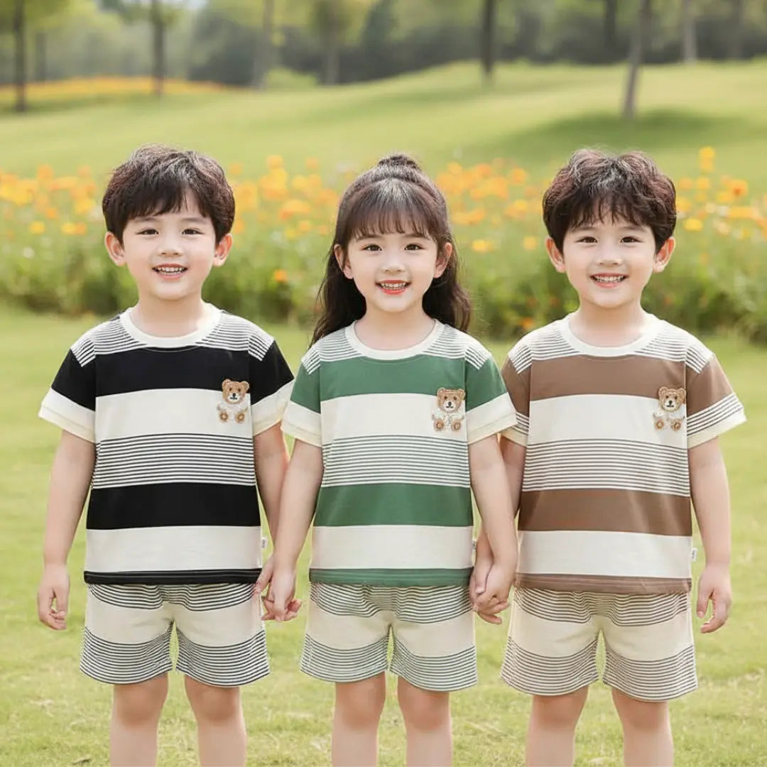 Kit Camiseta + Shorts Listrado 6 Peças - Julyo