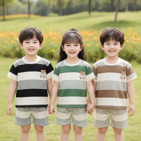 Kit Camiseta + Shorts Listrado 6 Peças - Julyo