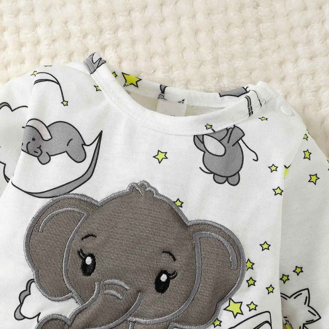 Macacão de Manga Comprida Bordado com Chapéu 2 Peças -  Saffari