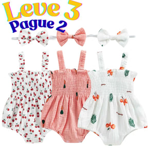 Conjunto Macacão sem Mangas com Estampa Recém-Nascido - Leve 3 Pague 2 - Cocco