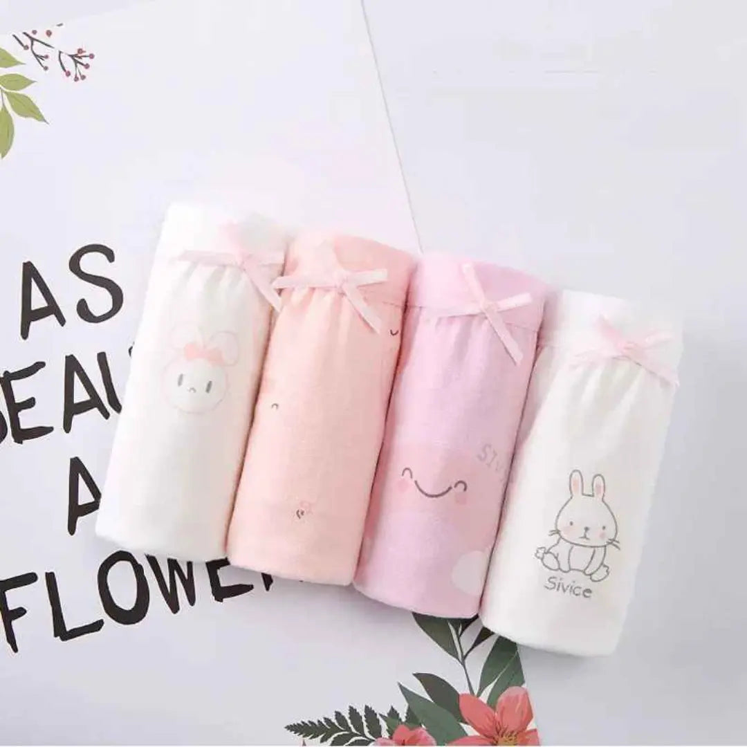 Kit Calcinhas Infantis de Algodão Confortáveis e Respiráveis 4 Peças - Eva