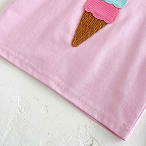 Conjunto Lazer Bebê Bordado Sorvete Camisa + Shorts 2 Peças - Ruthammy